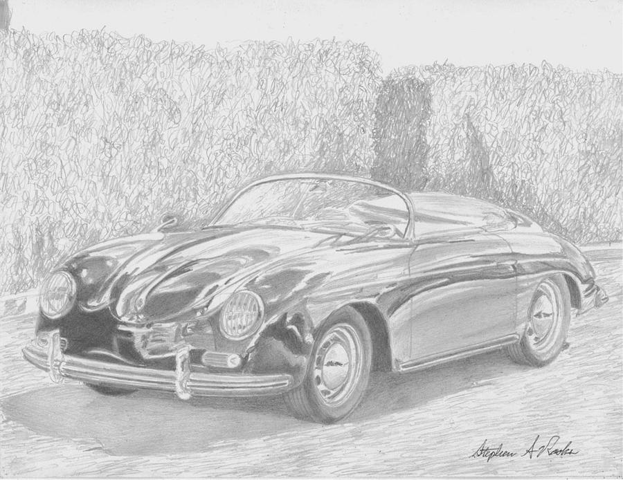 1956 Porsche 356 Speedster Sports Car Art Print Drawing by Stephen Rooks