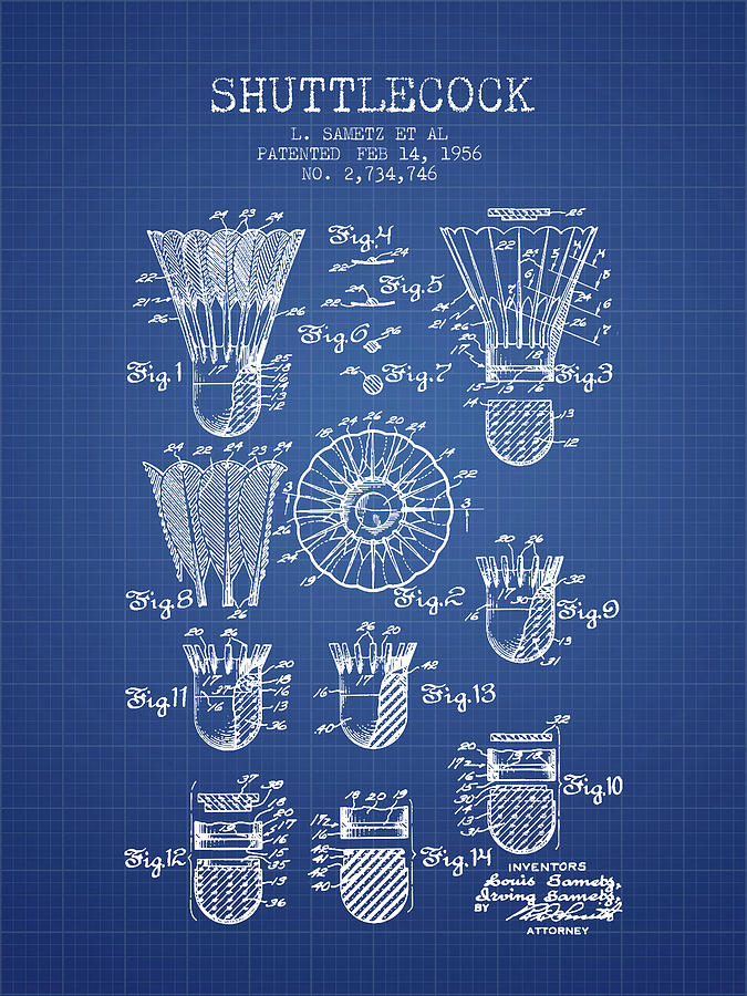 Badminton Digital Art - 1956 Shuttelcock Patent Spbm04_bp by Aged Pixel Badminton Digital Art - 1956 Shuttelcock Patent Spbm04_bp by Aged Pixel