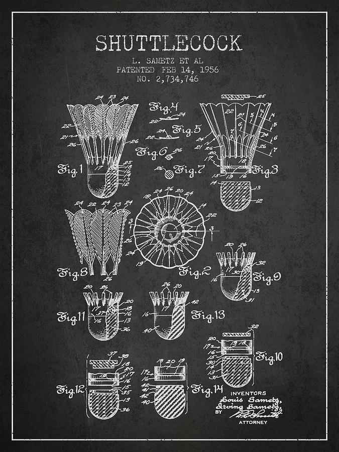 Badminton Digital Art - 1956 Shuttelcock Patent Spbm04_cg by Aged Pixel Badminton Digital Art - 1956 Shuttelcock Patent Spbm04_cg by Aged Pixel