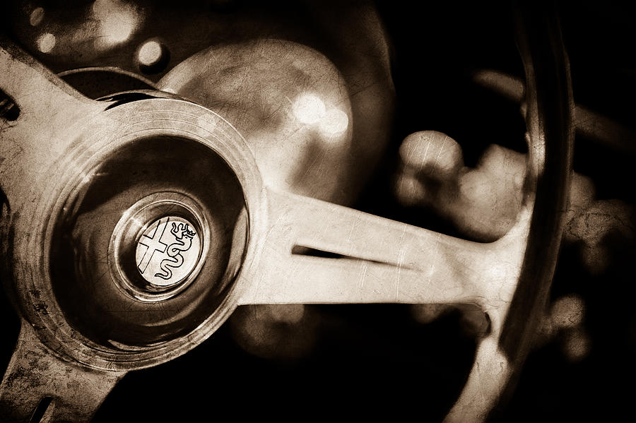 1957 Alfa Romeo 1900C Super Sprint Steering Wheel Emblem -1123s Photograph by Jill Reger