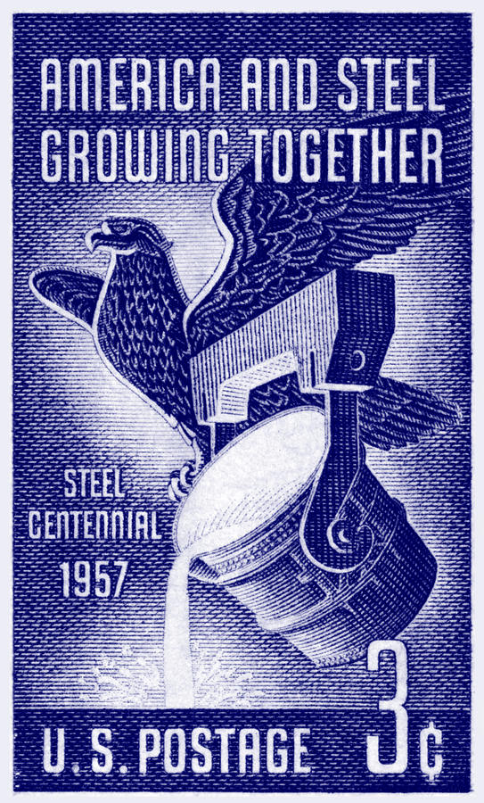 1957 American Steel Industry Centennial Stamp Painting by Historic Image