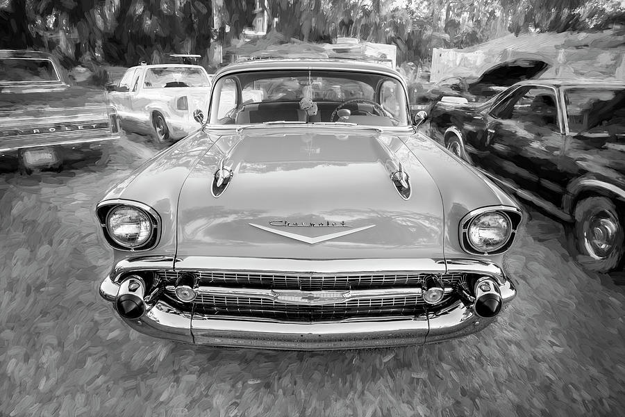 1957 Chevrolet Bel Air 283 BW   Photograph by Rich Franco