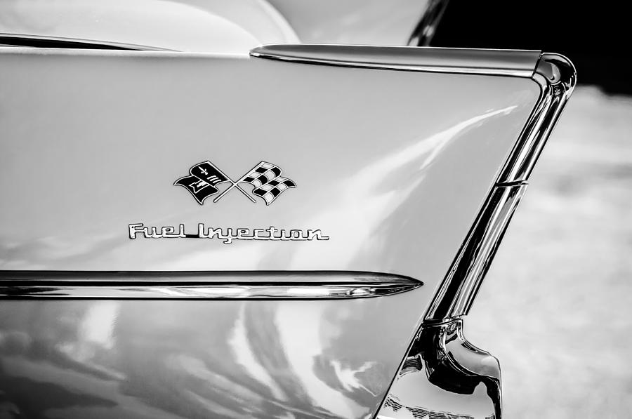 1957 Chevrolet Belair Fuel Injection Emblem -157bw1 Photograph by Jill Reger