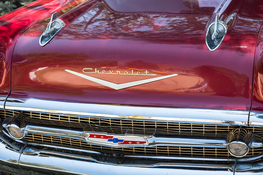 1957 Chevrolet Burgundy Bel Air Front Close-Up Photograph by James BO Insogna