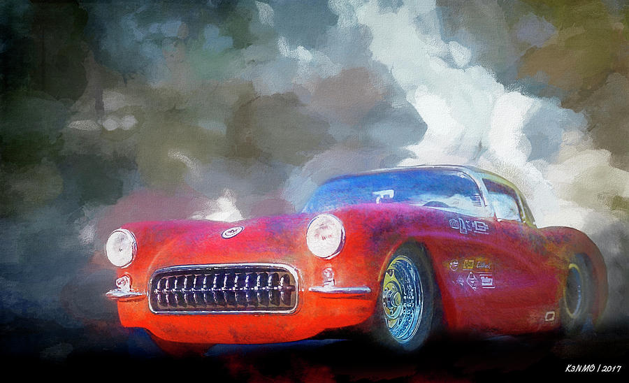 1957 Corvette hot rod Digital Art by Ken Morris
