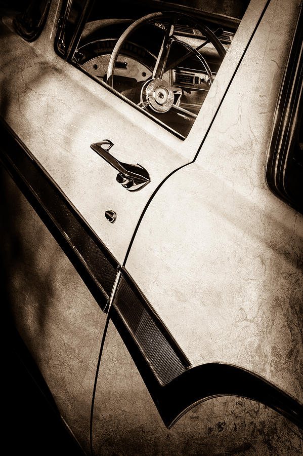 1957 Ford Custom 300 Series Ranchero Steering Wheel -0549s Photograph by Jill Reger