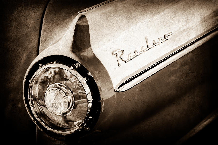 1957 Ford Custom 300 Series Ranchero Tail Light Emblem -1090s Photograph by Jill Reger
