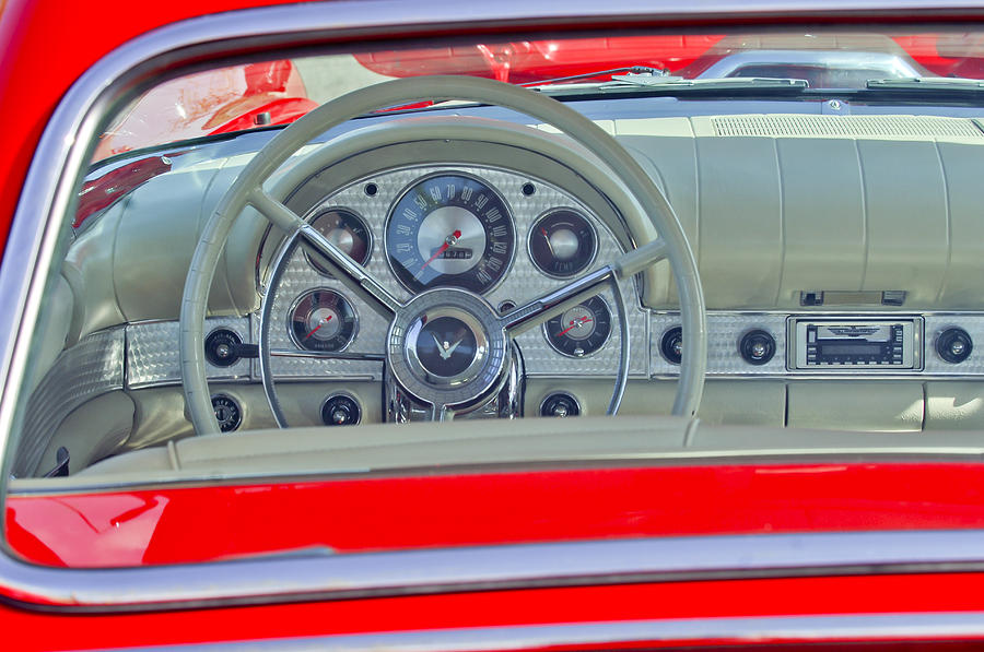 Transportation Photograph - 1957 Ford Thunderbird Steering Wheel by Jill Reger