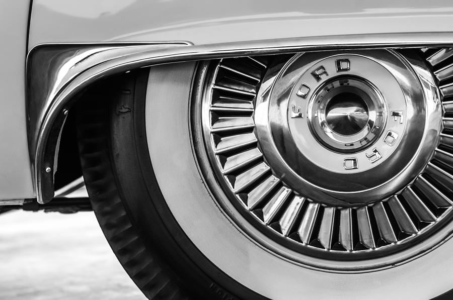 1957 Ford Thunderbird Wheel -031bw Photograph by Jill Reger