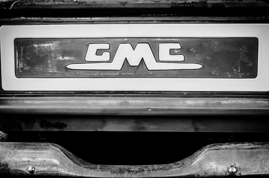 1957 GMC Pickup Truck Tail Gate Emblem -0272bw1 Photograph by Jill Reger