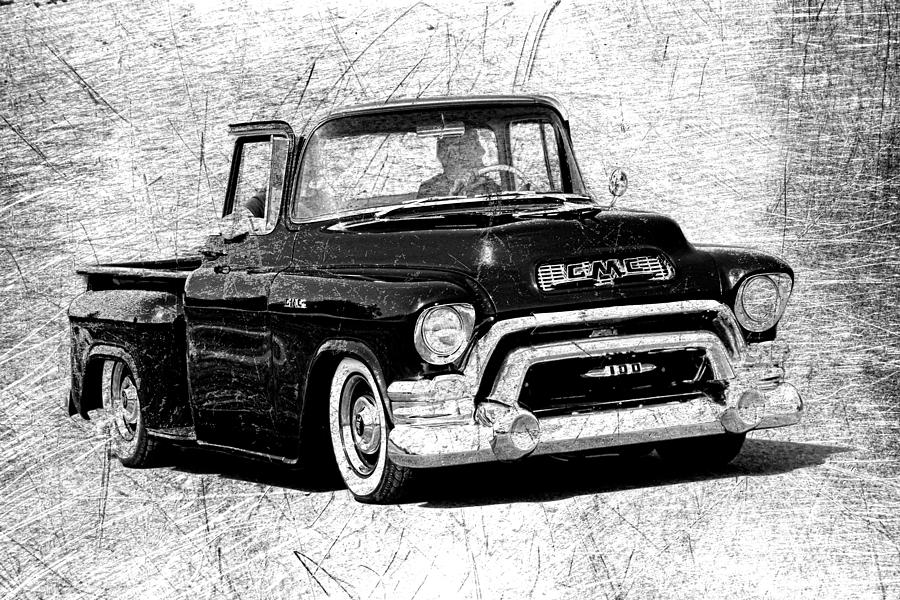 1957 GMC Truck Black and White Photograph by Steve McKinzie