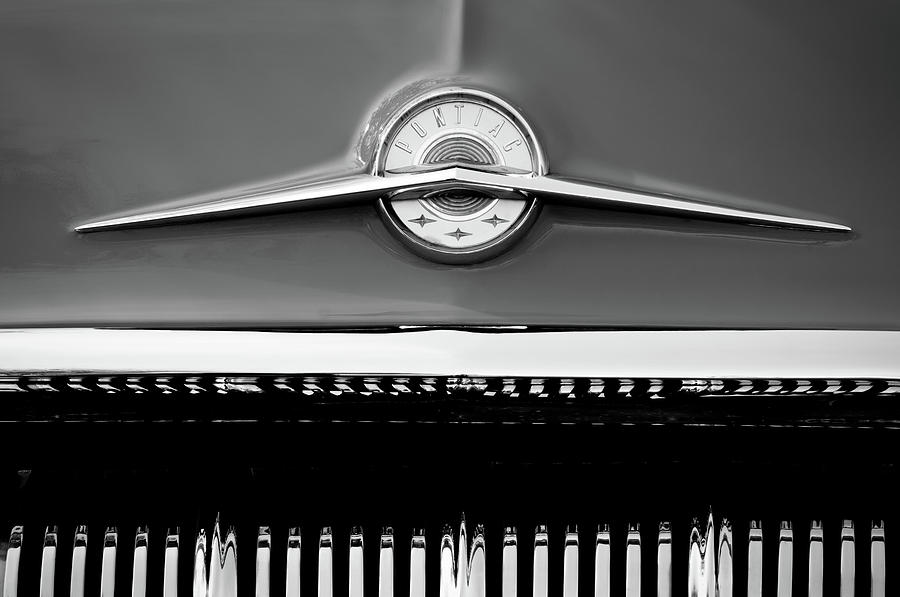 1957 Pontiac Emblem -0326bw Photograph by Jill Reger