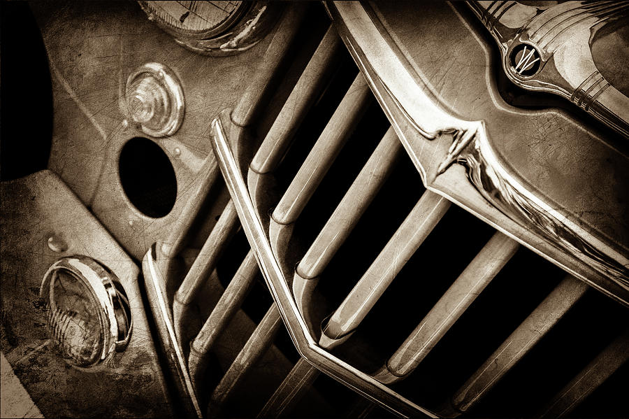 1957 Willys Jeep 6-226 Wagon Grille Emblem -1046s Photograph by Jill Reger