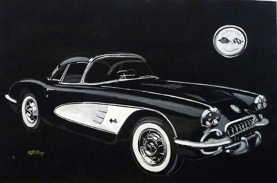 1958 Chev Corvette Painting by Richard Le Page