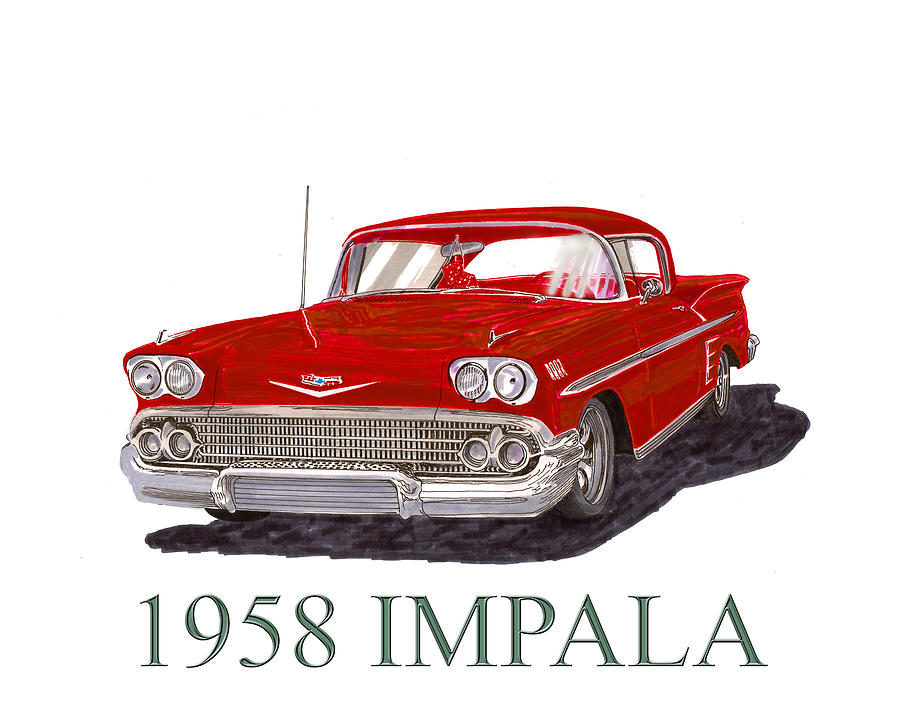 1958 Chevrolet Impala Painting by Jack Pumphrey