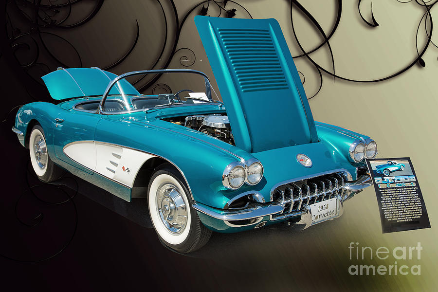 1958 Corvette by Chevrolet and a Color Photograph 3484.02 Photograph by M K Miller