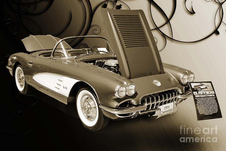 1958 Corvette by Chevrolet and a Sepia Photograph 3484.01 Photograph by M K Miller