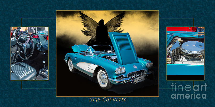 1958 Corvette by Chevrolet and Dark Angel Collage photograph Pri Photograph by M K Miller