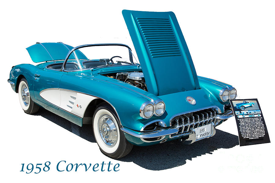 1958 Corvette by Chevrolet on White in a Color Photograph 3496.0 Photograph by M K Miller