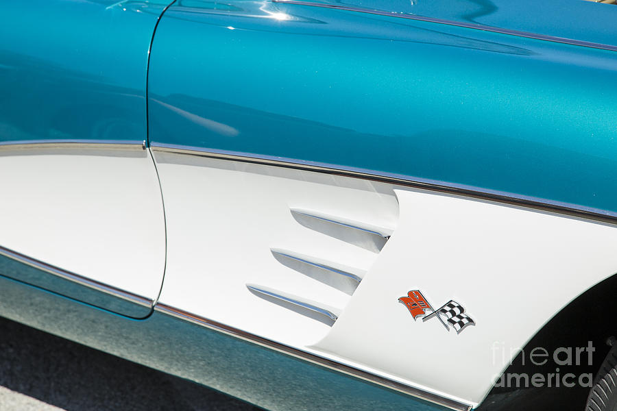 1958 Corvette by Chevrolet Side Panel in a Color Photograph 3488 Photograph by M K Miller
