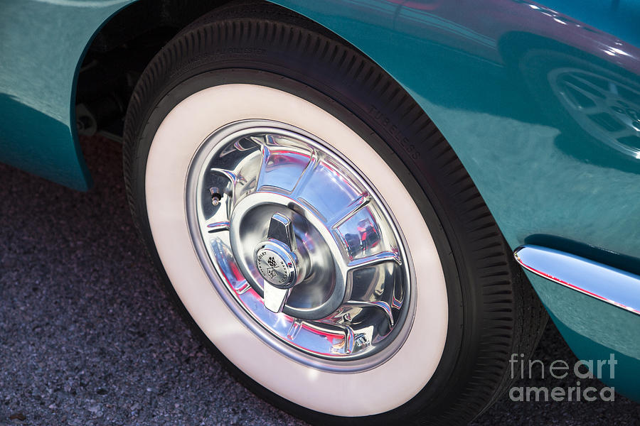 1958 Corvette by Chevrolet Wheel in a Color Photograph 3491.02 Photograph by M K Miller