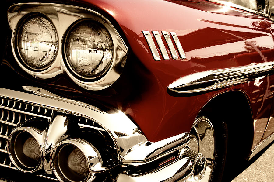 1958 Deep Red Chevy Photograph by David Patterson