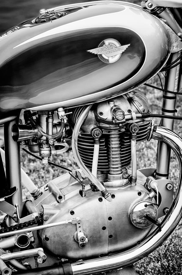 Transportation Photograph - 1958 Ducati 175 F3 Race Motorcycle -2119bw by Jill Reger