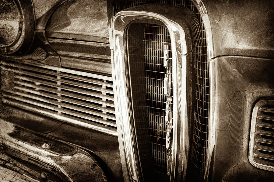 Car Photograph - 1958 Edsel Pacer Grille Emblem -0018s by Jill Reger