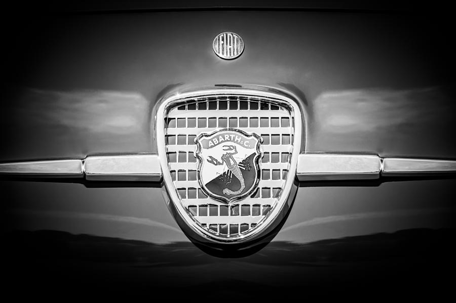 1958 Fiat Abarth-Zagato Grille Emblem -1632bw Photograph by Jill Reger