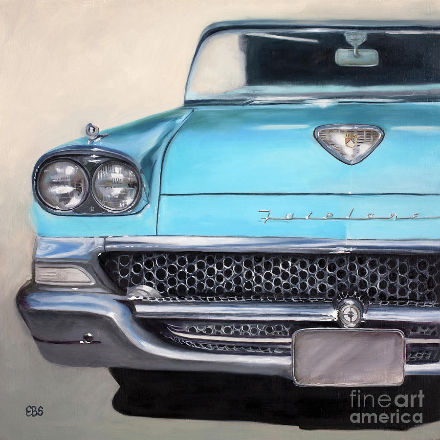 50s Painting - 1958 Ford Fairlane by Elaine Brady Smith 50s Painting - 1958 Ford Fairlane by Elaine Brady Smith