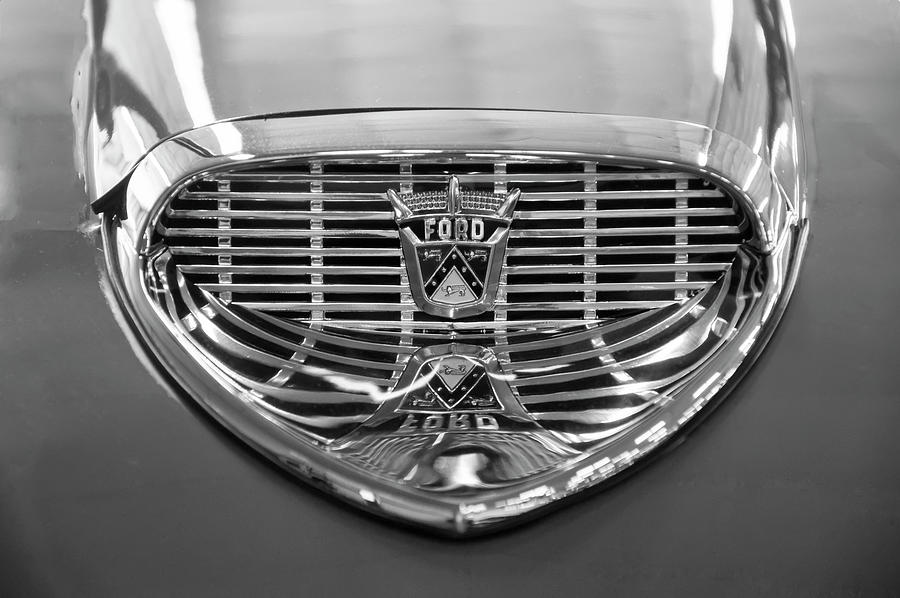 Car Photograph - 1958 Ford Fairlane Sunliner Intake Bw by Flees Photos
