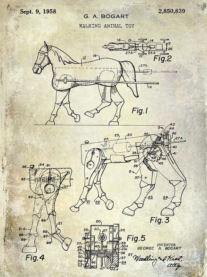 Horse Photograph - 1958 Horse Toy Patent by Jon Neidert