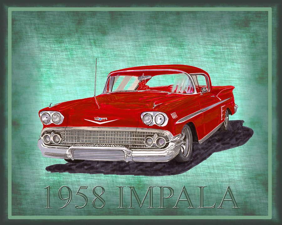 1958 Impala by Chevrolet Painting by Jack Pumphrey