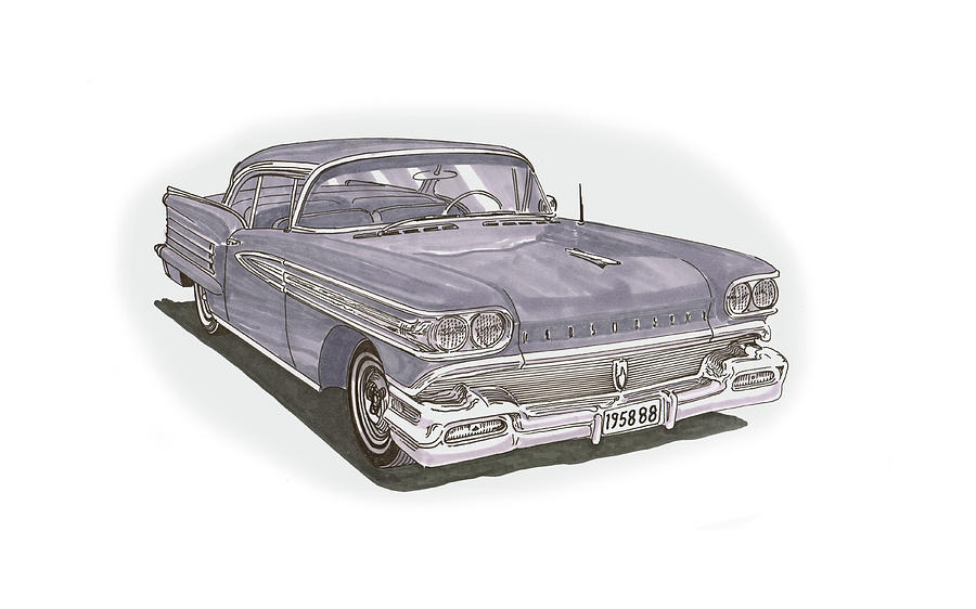 1958 Oldsmobile 88 Hard Top Convertible Painting by Jack Pumphrey