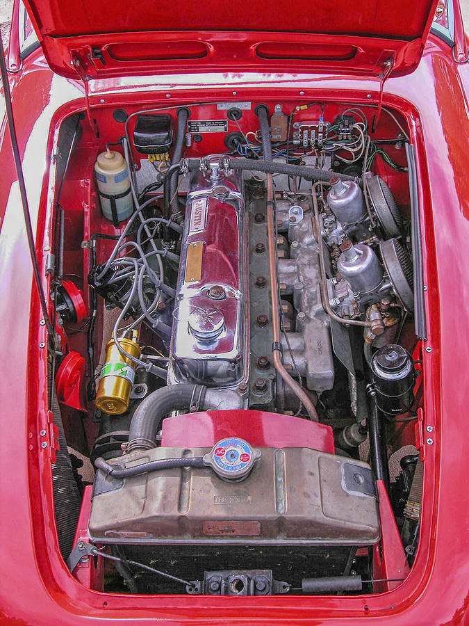 1959 Austin Healey 3000 Engine View Photograph by Alan Toepfer