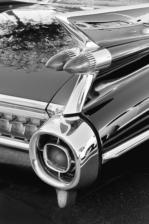 1959 Cadillac Black and White Caddy Photograph by Rich Franco