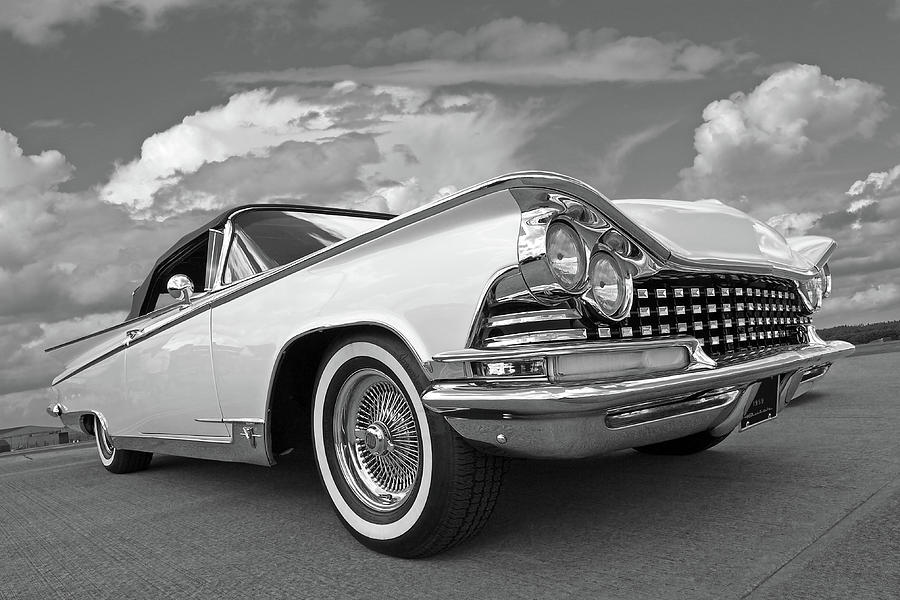 1959 Buick Convertible Black and White Photograph by Gill Billington