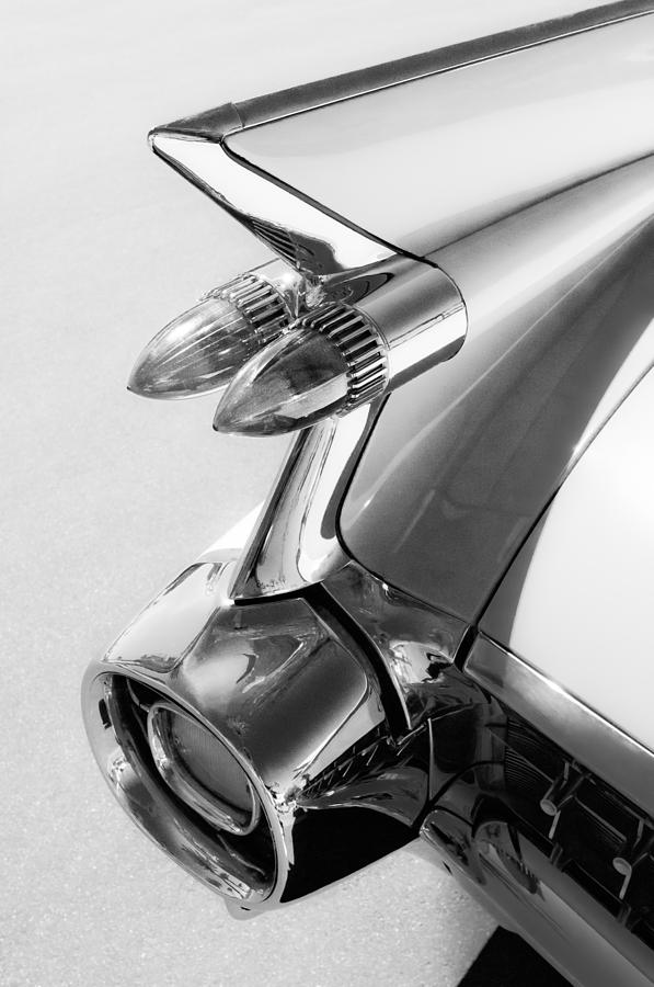 1959 Cadillac Eldorado 62 Series Taillight -213bw Photograph by Jill Reger
