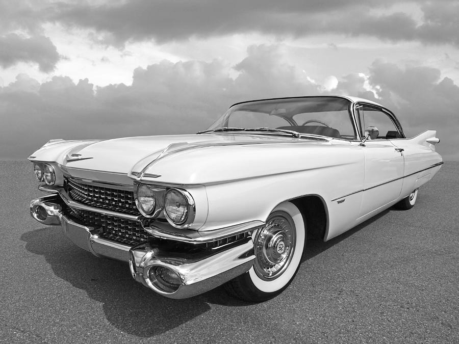 1959 Cadillac in Black and White Photograph by Gill Billington
