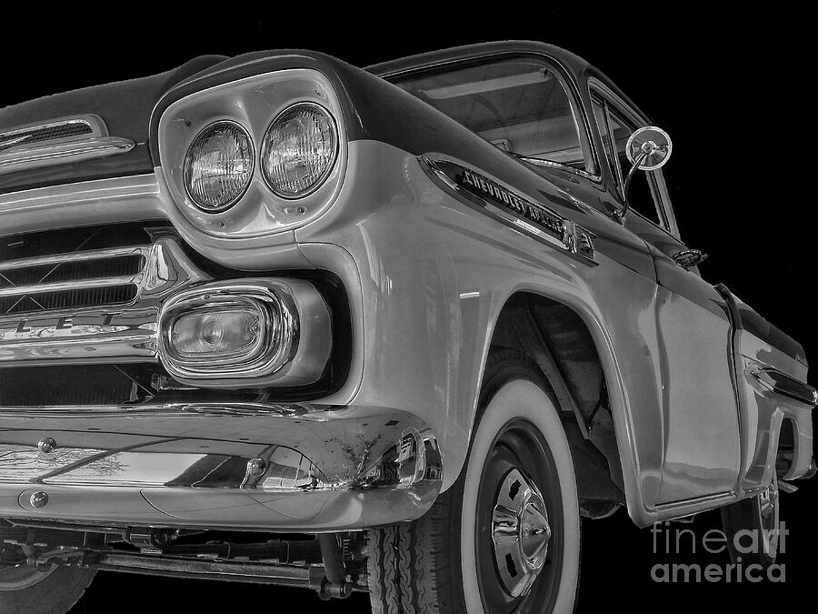 Truck Photograph - 1959 Chevrolet Apache - BW by Tony Baca