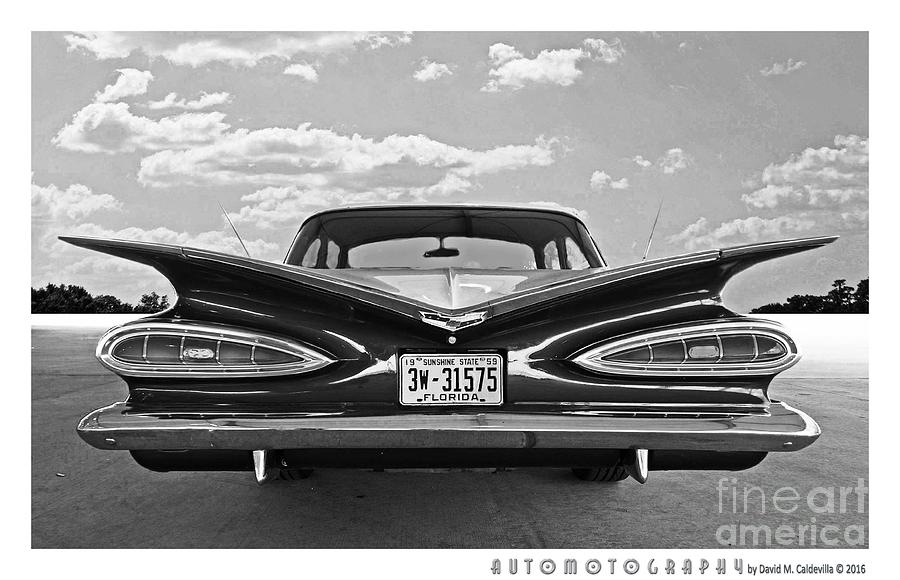 1959 Chevrolet Impala BW Digital Art by David Caldevilla