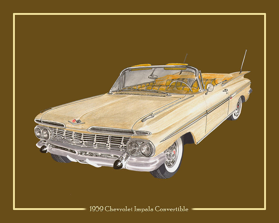 1959 Chevrolet Impala Convertible Painting by Jack Pumphrey