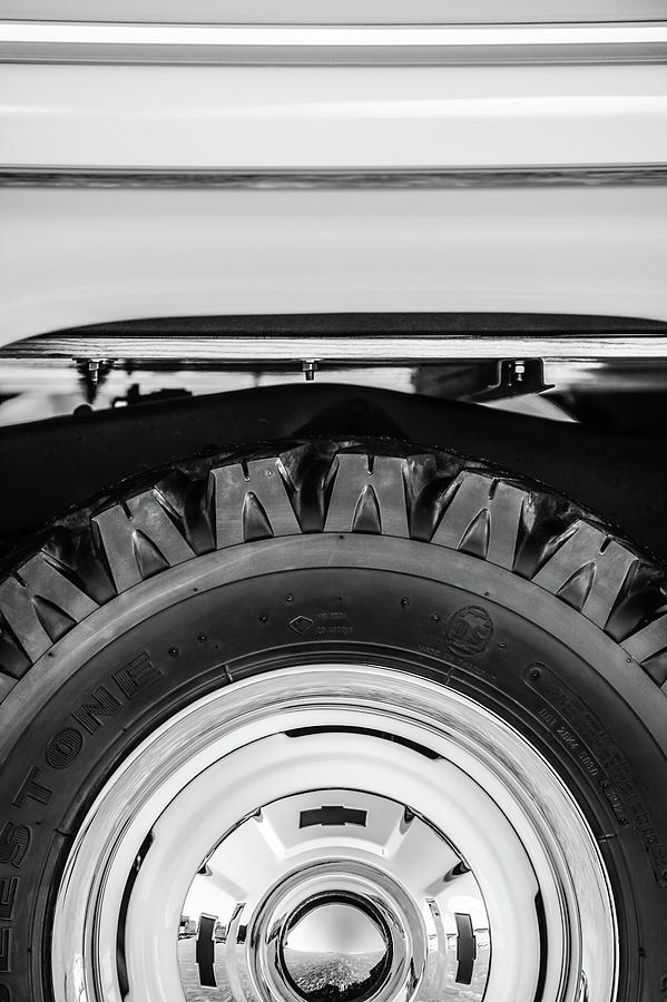 Transportation Photograph - 1959 Chevrolet Napco Fleetside Wheel -1583bw by Jill Reger