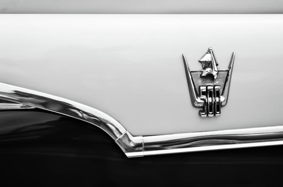 1959 Dodge Custom Royal Super D 500 Emblem -0245bw Photograph by Jill Reger
