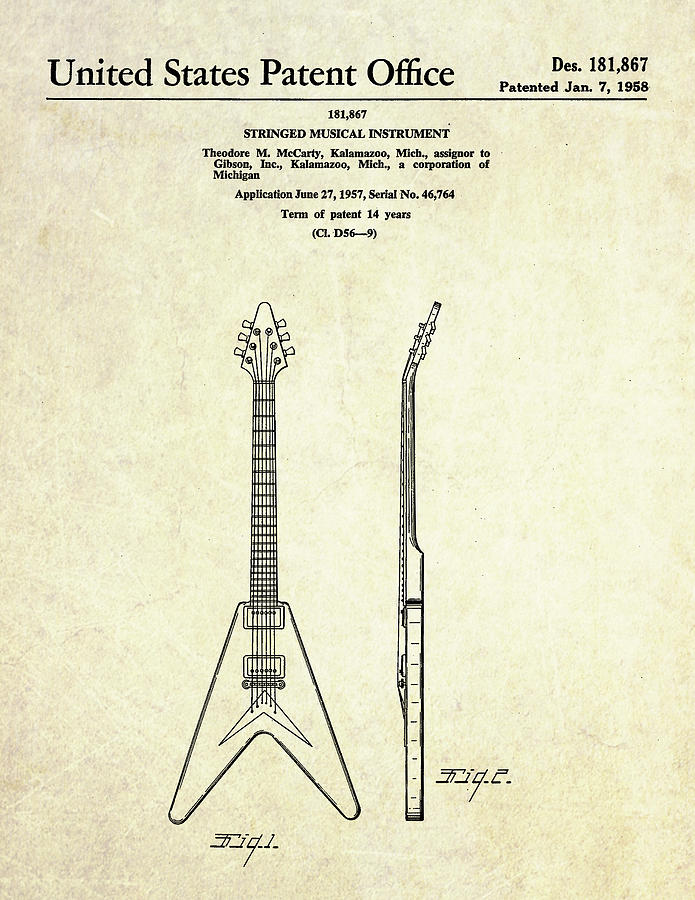 Gibson flying v чертеж