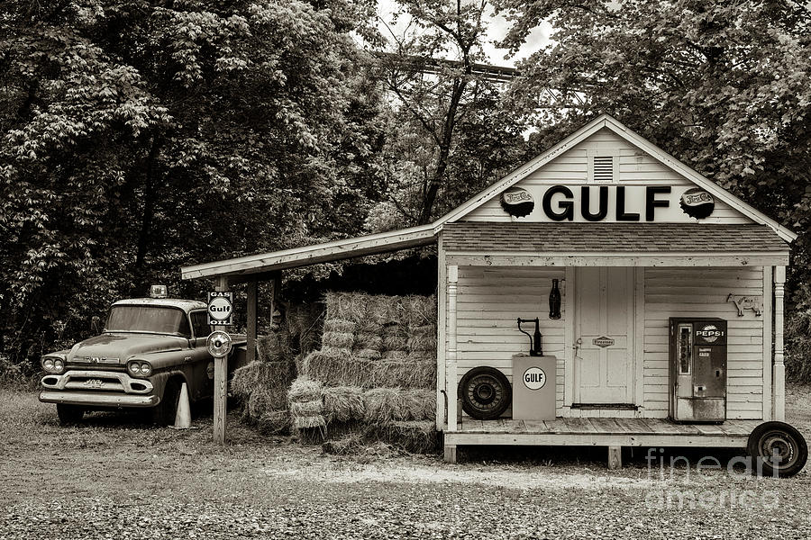 1959 GMC and Gulf Sign Photograph by Thomas R Fletcher
