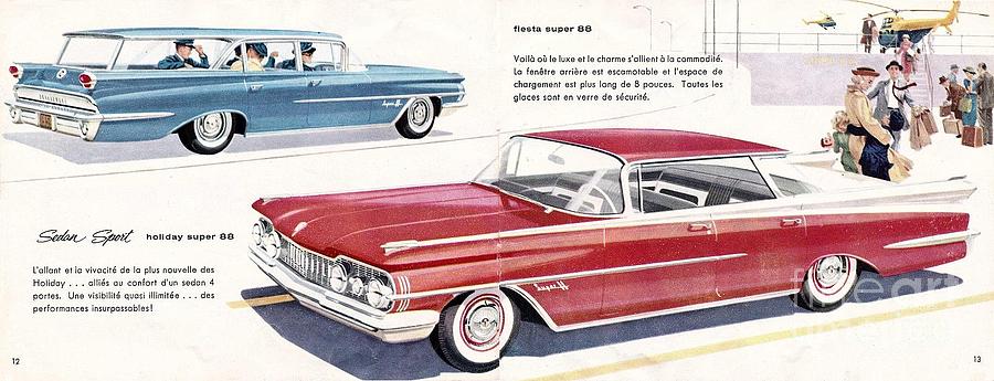 1959 Oldsmobile Prestige Brochure page 12 and 13 Painting by Vintage Collectables