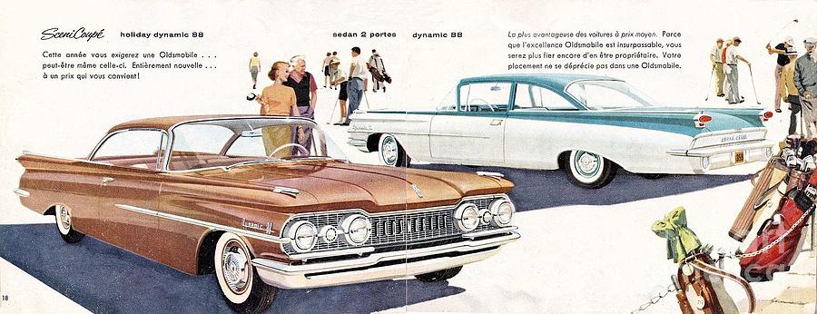 1959 Oldsmobile Prestige Brochure page 18 and 19 Painting by Vintage Collectables