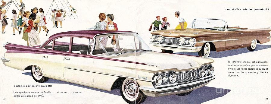 1959 Oldsmobile Prestige Brochure page 22 and 23 Painting by Vintage Collectables