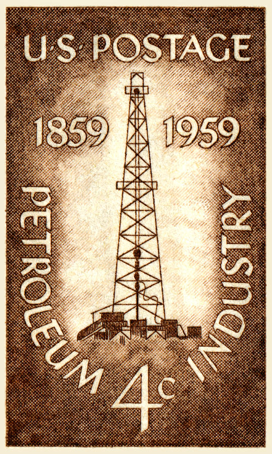 1959 Petroleum Industry Centennial Stamp Painting by Historic Image